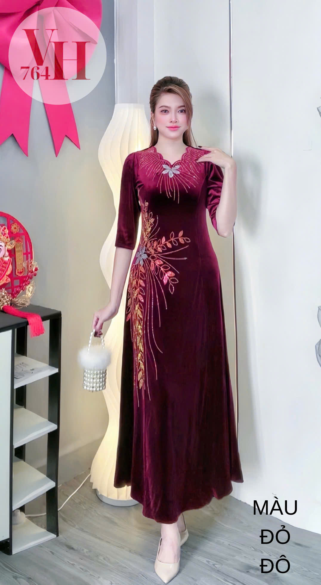 Đầm nhung cao cấp làm xui, dự tiệc sang trọng VH764
